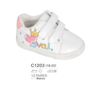 Deportiva blanca velcro love corazon