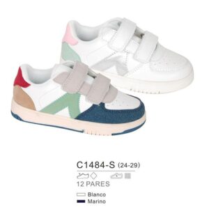 Deportiva suela plana velcro BLANCO ( TALLA 24 AL 35)