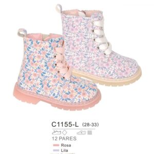 Botín flores ROSA  ( TALLA 22 AL 32)