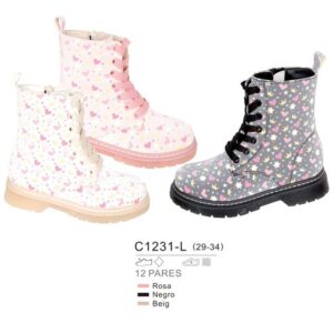 Botín corazones NEGRO  ( TALLA 29 AL 34)