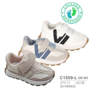 Deportiva suela sierra franjas AZUL ( TALLA 21 AL 30)