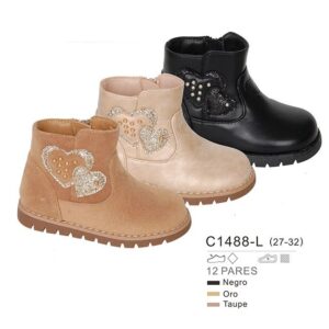 Botín Corazones TAUPE  ( TALLA 21 AL 32)