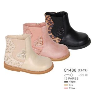 Botin leopardo y corazon ROSA